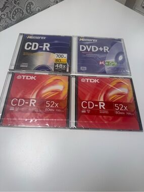 TDK Red CD-R 52x 80min (700MB) - 2 Pack + Memorex CD-R & DVD+R, New, Sealed